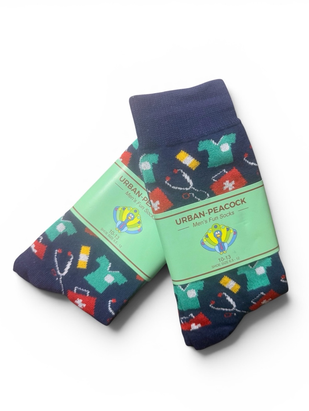 Bundle of 2 Pairs of Men's Navy Medical Pattern Crew Socks